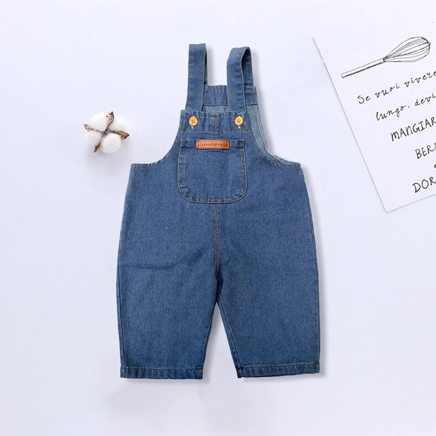 Tuta in denim retrò per neonati e bambini piccoli